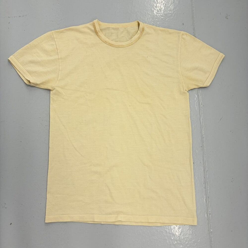 Vintage 60s Cream Cuffed Cotton Blank T-Shirt